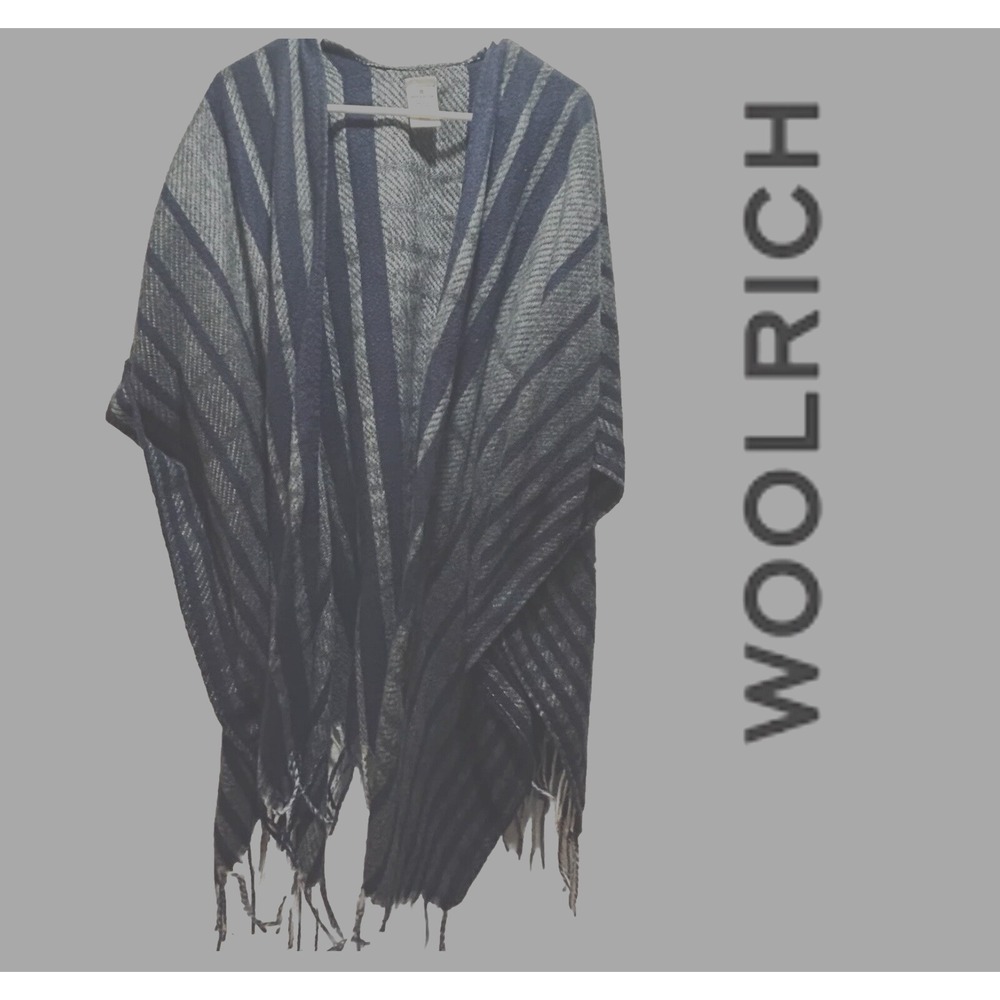 Woolrich - Poncho - Wrap - Blue & Gray -  One Size Fits All OSA - Poly & Viscose